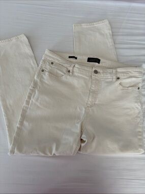 Talbots Women's Cream White Slim Ankle Jeans, flawless five pocket denim